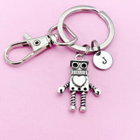 Robot Keychain in Silver, Robotic Engineering Personalized Gifts, N5176