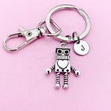 Robot Keychain in Silver, Robotic Engineering Personalized Gifts, N5176