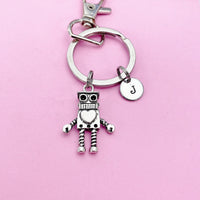 Robot Keychain in Silver, Robotic Engineering Personalized Gifts, N5176