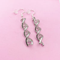 Silver DNA Charm Dangle Earrings, DNA Charm, DNA Earrings, Double Helix Charm, Science Jewelry, Science Teacher Gifts, Personalized Jewelry