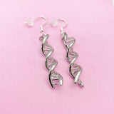 Silver DNA Charm Dangle Earrings, DNA Charm, DNA Earrings, Double Helix Charm, Science Jewelry, Science Teacher Gifts, Personalized Jewelry