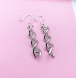 Silver DNA Charm Dangle Earrings, DNA Charm, DNA Earrings, Double Helix Charm, Science Jewelry, Science Teacher Gifts, Personalized Jewelry
