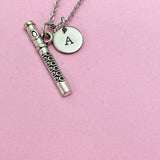 Silver Flute Charm Necklace School Marching Band Gifts Ideas Personalized Customized Made to Order, N1381