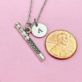 Silver Flute Charm Necklace School Marching Band Gifts Ideas Personalized Customized Made to Order, N1381