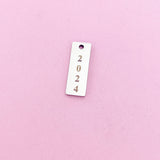 Personalized Date, Year, Name Tag, Engraving Charm.