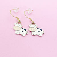Cute Cow Dangle Earrings in Gold, AN3054