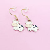 Cute Cow Dangle Earrings in Gold, AN3054