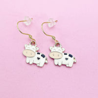 Cute Cow Dangle Earrings in Gold, AN3054