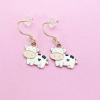 Cute Cow Dangle Earrings in Gold, AN3054