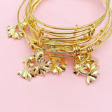 Goldfish Charm Bangle Bracelet, Initial Charm, Personalized Jewelry, N220A