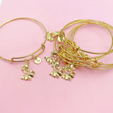 Goldfish Charm Bangle Bracelet, Initial Charm, Personalized Jewelry, N220A