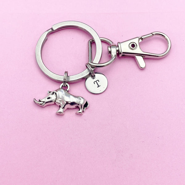 Rhinoceros Charm Keychains in Silver, AN2103