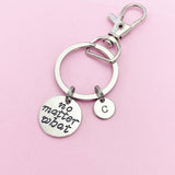 No Matter What Keychain, Silver Initial Charm, Best Friend Gift