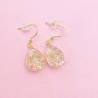 Gold Pink Press Flower Earrings, Mother's Day Gift, Mother Earrings, Mother Daughter Gift, Gardener Gift, Press Flower Jewelry, N3273