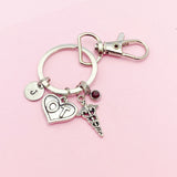 Occupational Therapist Keychain, Caduceus OT Heart Charm, Graduation Gifts, N1351C