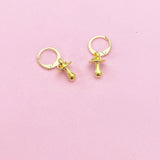 Gold Plated Pacifier Charm Earrings, Pacifier Jewelry, N2748
