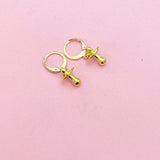Gold Plated Pacifier Charm Earrings, Pacifier Jewelry, N2748