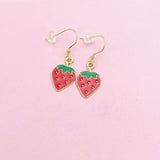 Red Strawberry Earrings in Gold, AN2966