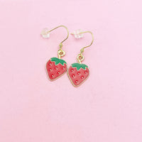 Red Strawberry Earrings in Gold, AN2966