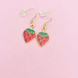 Red Strawberry Earrings in Gold, AN2966