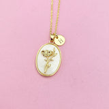 Poppy Flower Necklace August Birthday Gifts in Gold, N4883H