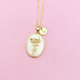 Poppy Flower Necklace August Birthday Gifts in Gold, N4883H