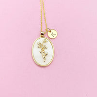 Holly Flower Necklace in Gold, December Birthday Gifts, N4883L