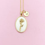Rose Flower Necklace in Gold, June Birthday Gifts, N4883F