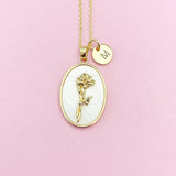 Rose Flower Necklace in Gold, June Birthday Gifts, N4883F