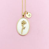 Rose Flower Necklace in Gold, June Birthday Gifts, N4883F
