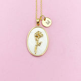 Rose Flower Necklace in Gold, June Birthday Gifts, N4883F
