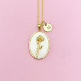 Rose Flower Necklace in Gold, June Birthday Gifts, N4883F