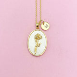 Rose Flower Necklace in Gold, June Birthday Gifts, N4883F