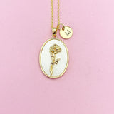 Rose Flower Necklace in Gold, June Birthday Gifts, N4883F