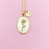 Rose Flower Necklace in Gold, June Birthday Gifts, N4883F