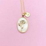 Daisy Flower Necklace in Gold, April Birthday Gifts, N4883D