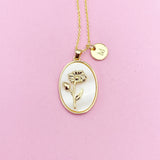 Daisy Flower Necklace in Gold, April Birthday Gifts, N4883D