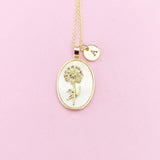Chrysanthemum Necklace in Gold, Flower, November Birthday Gifts, Peony, Botan Japanese Peonies, N4883K
