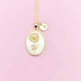 Chrysanthemum Necklace in Gold, Flower, November Birthday Gifts, Peony, Botan Japanese Peonies, N4883K