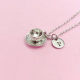 Cup and Saucer Teacup Necklace in Silver, Tea Party Gift, N811