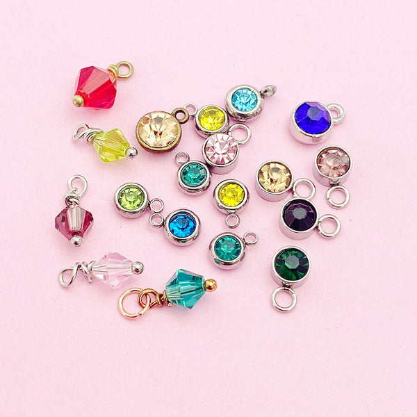 Add Birthstone Garnet Amethyst Aquamarine Emerald Pearl Light Amethyst Siam Ruby Peridot Sapphire Rose Pink Topaz Blue Zircon