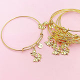 Goldfish Charm Bangle Bracelet, Initial Charm, Personalized Jewelry, N220A