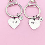 Nina Nino Keychain, Stainless Steel Heart Nina Gifts, Nino Gifts, Personalized Gift, N4729