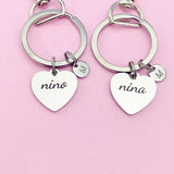 Nina Nino Keychain, Stainless Steel Heart Nina Gifts, Nino Gifts, Personalized Gift, N4729