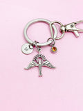 Holy Spirit Dove Charm Keychain in Silver, Christian Dove Charm, Bird, Dove with Sun Ray Charm, Personalized Gift, Christmas Gift, CN367