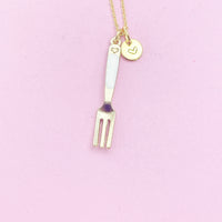 Gold Tableware Fork Charm Necklace Best Seller Christmas Gifts, N2261