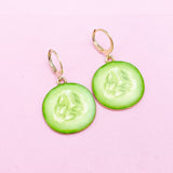 Green Cucumber Charm Gangle Earring in Gold, N2946