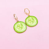 Green Cucumber Charm Gangle Earring in Gold, N2946