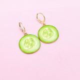 Green Cucumber Charm Gangle Earring in Gold, N2946