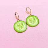 Green Cucumber Charm Gangle Earring in Gold, N2946